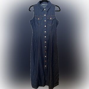 Given Kale Women's Blue Collared Dress/Tunic Sleeveless Button Up
